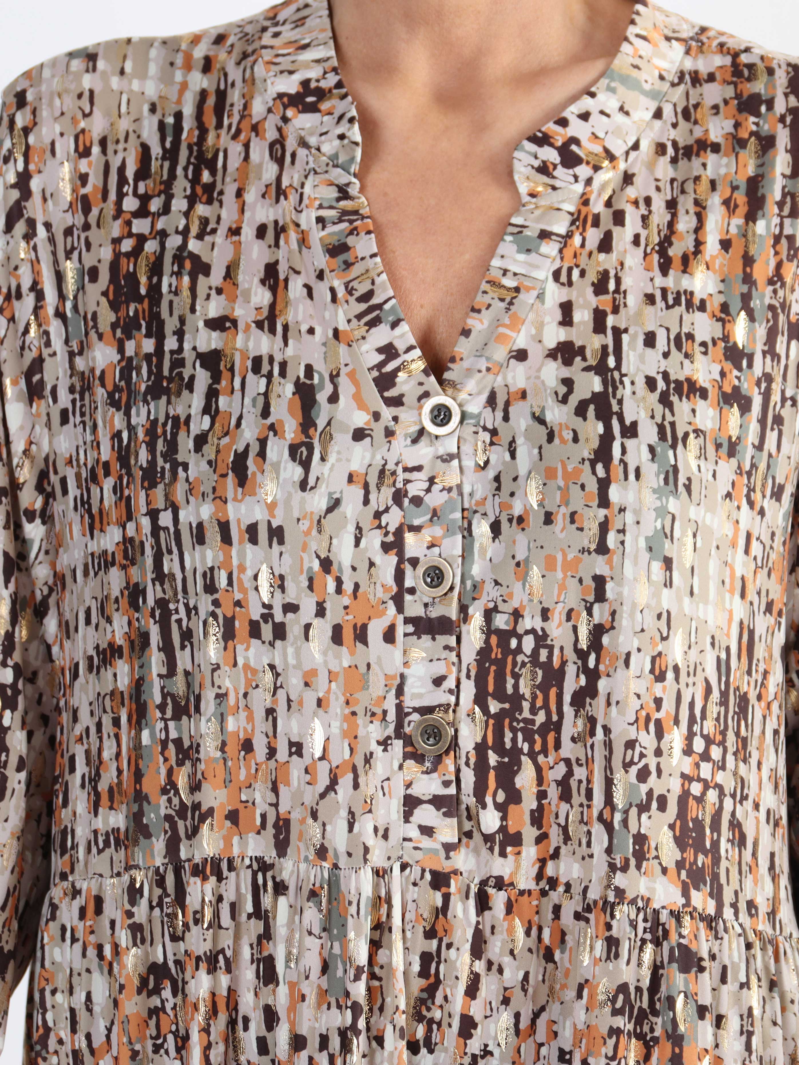 Milano Pattern - Lang mønstret plus size kjole med lag på lag look